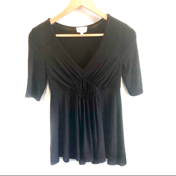 Anthropologie black ruched top - Picture 2 of 7